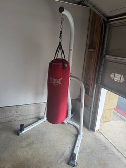 Everlast punching bag and multi exercise power tower