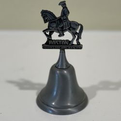 Vintage Pewter Boston Souvenir Bell; Commemorate Paul Revere & his Famous Ride. 