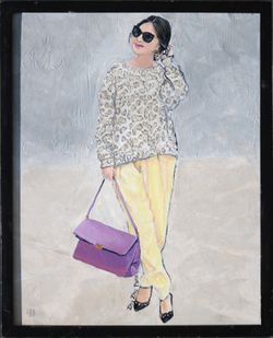 Portrait of ZhuZhu famous actress singer acrylic impasto