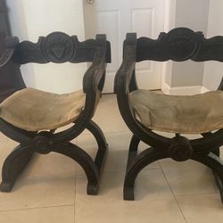 MidCentury Baroque Style Savaranola Chairs -Pair