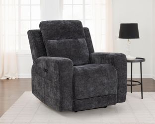 Kennett Dark Grey Chenille Upholstered Power Recliner Chair