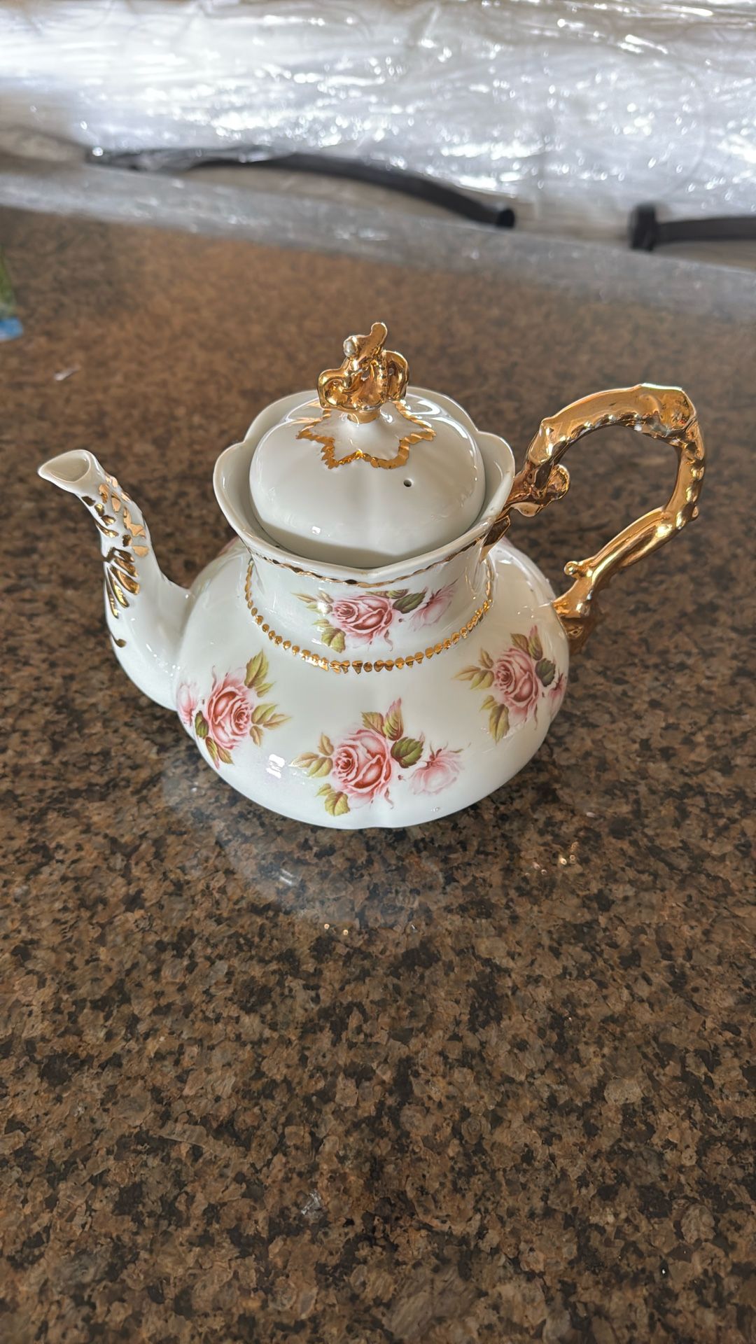 Rose Teapot gold gilding
