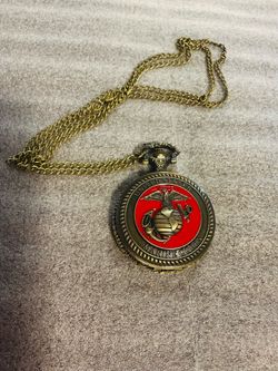 MARINES NEW POCKET WATCH WITH MATCHING CHAIN - $15