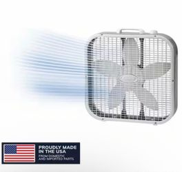 Lasko 20 in. 3 Speed Air Circulating Box Fan for Home in White with Save Smart Technology, 1820 CFM and Carry Handle