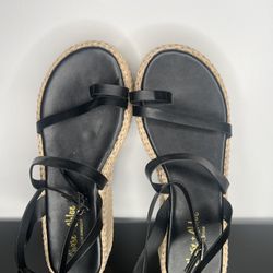 Chase And Chloe Strappy Sandals Black Faux Leather