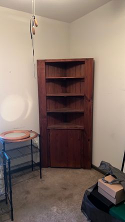 Large Heavy Wooden Corner Hutch
