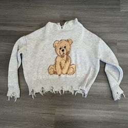 Cute Bear Sweater Cropped Size Small
