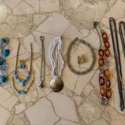 4 Vintage Necklaces And 3 Sets Necklace Earrings And Bracelets