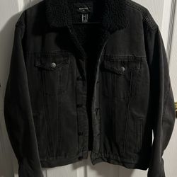 Black Sherpa Lined Jean Jacket