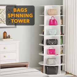 SpaceAid 7 Tier Rotating Shoe Rack Tower, Spinning Shoe Display Lazy Susan, Revolving 360 Shoe Rack Storage Round Carousel, Vertical Handbag Rotate Sh