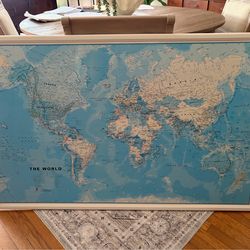 Large Framed World Map