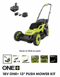 Ryobi 18v plus 1  13” push mower kit