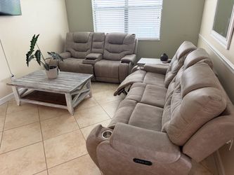 Power Reclining Sofa and Loveseat Set