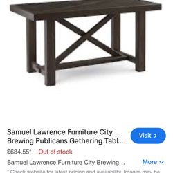 Wooden Dining Table W/6 Matching Bar Stool Chairs 