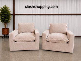 Set of 2 Sereen Fabric Swivel Accent Chair, Taupe