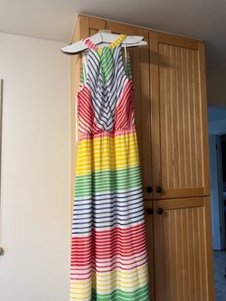 Julia Jordan Stripe Halter Neck Maxi Dress Rainbow Bright Women's 8