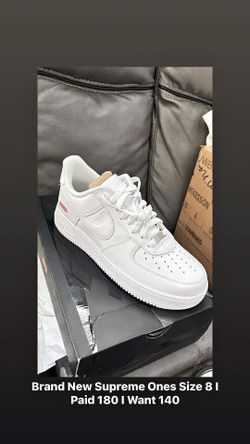 All white supreme air ones size 8 men .