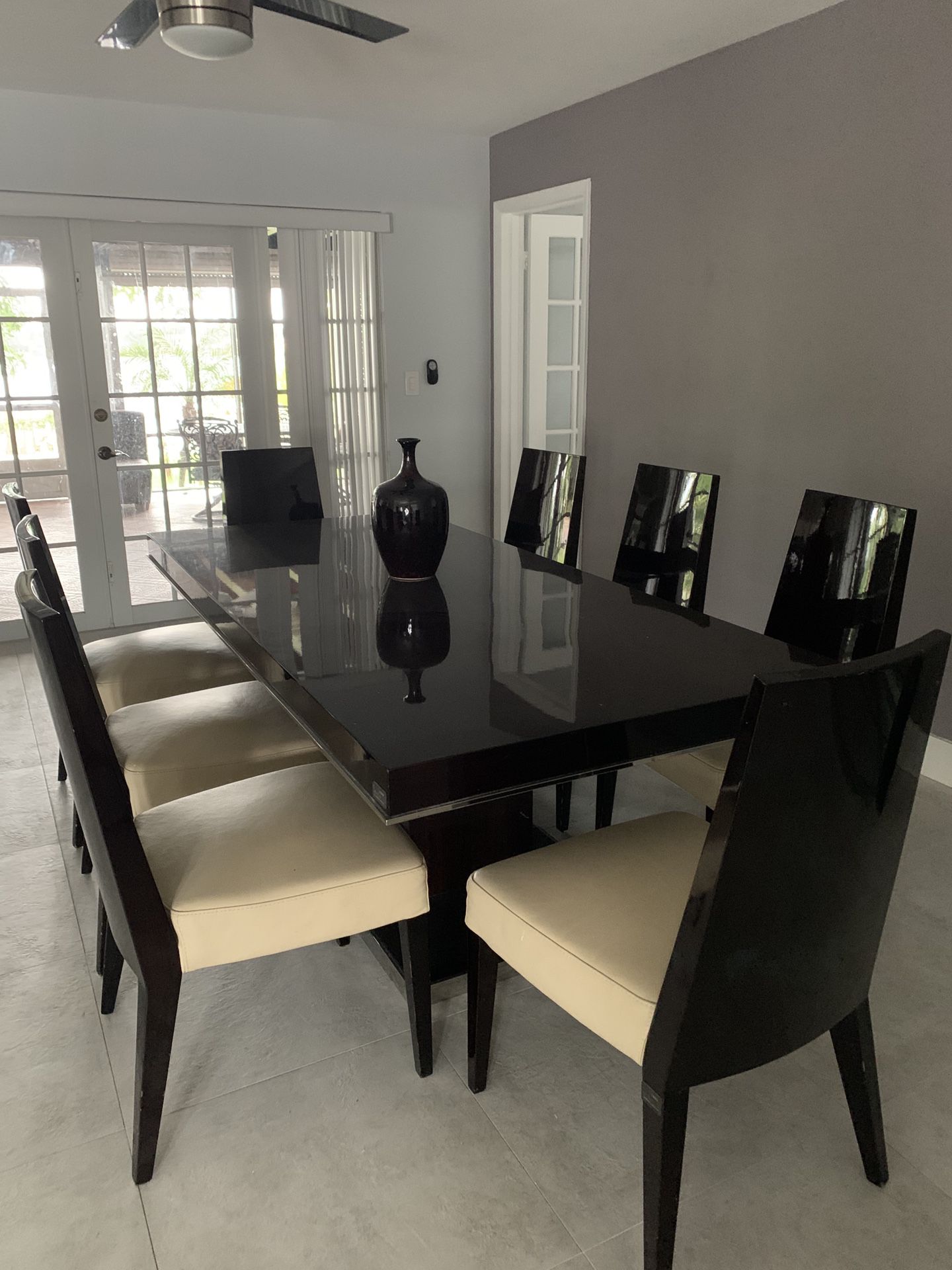 Dining table with chairs and buffet