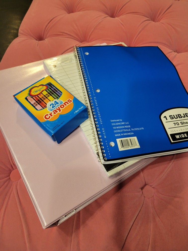 Three ring 1.5 binder plus school Supplies Lot