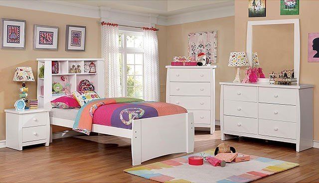 Marlee Youth Bookcase Bedroom Set (White)