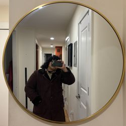 Large Round Mirror Gold Frame