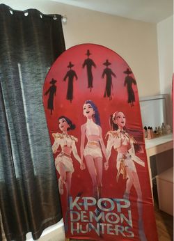 K POP Demon Hunters dark pink Backdrop Cover , Cover Only 6x2.6ft $20