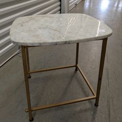 White Marble Top End Table