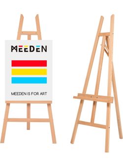Wooden Easel Stand for Display, Adjustable Art Easel for Painting, Holds Canvas up to 60", Solid Beech Wood Floor Easel for Adults, Heavy Duty 