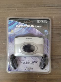 Jensen SC6 Cassette Player High Efficiency Xtra Bass Stereo Headphones Sealed