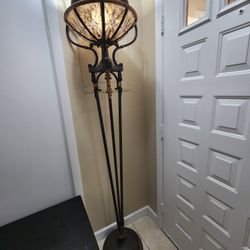 One Pair Gold Trimmed Cast Iron Floor Lamp 