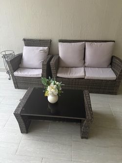 3-Piece Wicker Patio Furniture Set