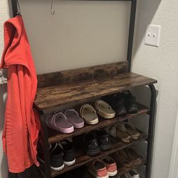 Wooden Shoe/Coat Rack