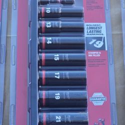 Shockwave Impact Duty 3/8 In Metric Deep Impact Rated Socket Set(8 Piece)