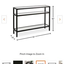 Glass And Black Metal Console Table 