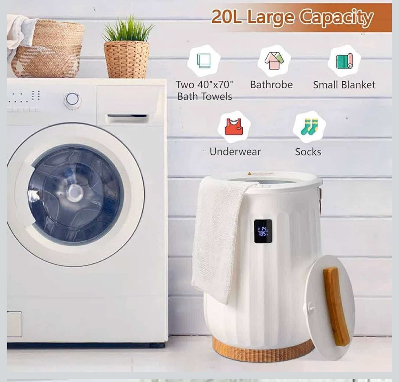 20L Towel Warmer Bucket with LCD Display and Timer, 130°C Max Temperature, Large Capacity for Towels,