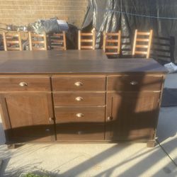 Dinning Table 6 Chairs And A Buffet Cabinet 