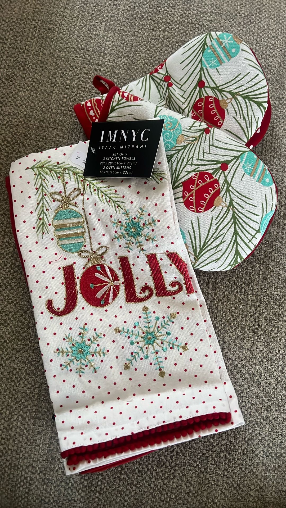Isaac Mizrahi Set of 5 Jolly Kitchen Towels 