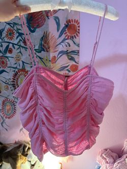 Free People Bubble Gum Pink Detail Cami Top🌸L Size 🌷