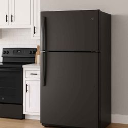 GE® 21.9 Cu. Ft. Matte Black Top-Freezer Refrigerator NIB