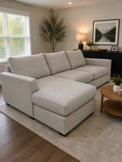 Reversible Chaise Sectional Sofa – Modern Light Gray | Delivery Available