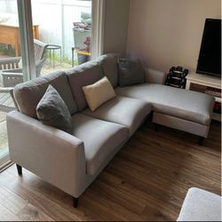 Modern Gray 82in Reversible L-Shape Sectional Sofa with Chaise