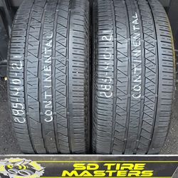 2 USED TIRES 285/40R21 CONTINENTAL CROSS CONTACT w/80% Thread  Both Installed and Balanced $150  ($75 each)