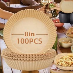 New 100 piece 8 inch Round Parchment Paper Non-Stick Airfryer Basket Liners