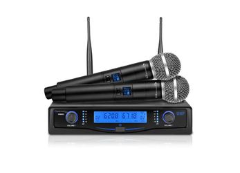 Technical Pro WM854 Professional UHF Dual Wireless Microphone System with Carrying Case - Black