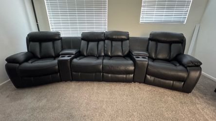 Large 4-Seat Reclining Sectional Sofa with Storage & USB