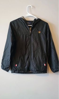 Jingle Bongala boys 10-12 (150) black lined hooded windbreaker jacket