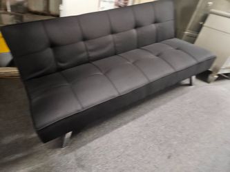 Brand new 68" x 34" black faux leather sofa futon