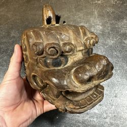 Japanese Antique wooden lion's head Shishigashira Shishimai Lion dance Meiji