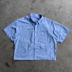 Vintage Cropped Blue Button Down Shirt - S