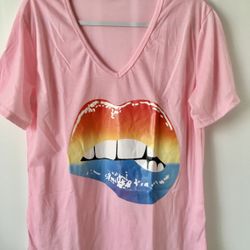  Lip Print Shirt, Large 